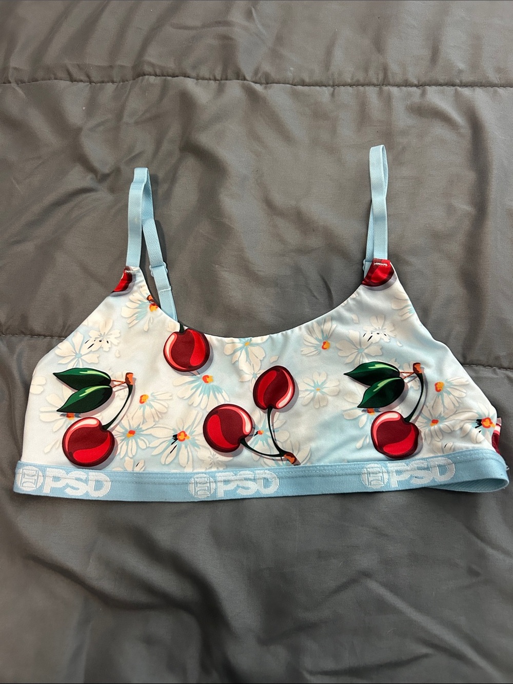 PSD Light Blue Cherry Print Bralette